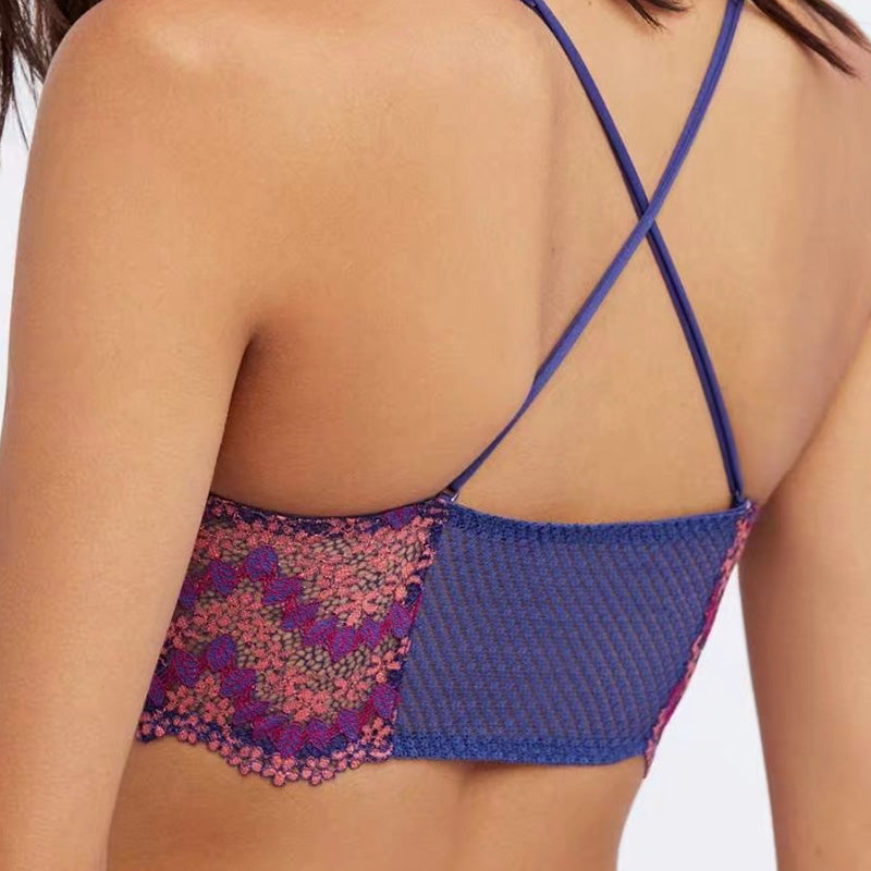 Sexy Wireless Gathered Lace Longline Bra & Panty Sets [BRPY0001]