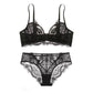 Sexy Underwire Gathered Lace Embroidery Bra & Panty Sets [BRPY0003]