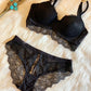 Sexy Underwire Gathered Lace Embroidery Bra & Panty Sets [BRPY0008]