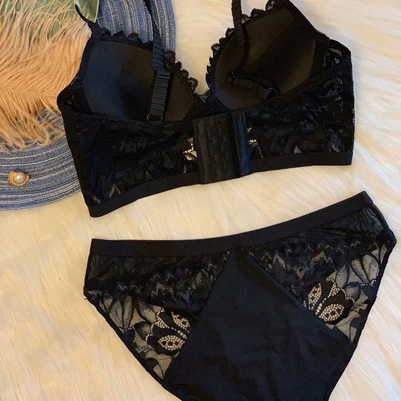 Sexy Underwire Gathered Lace Longline Bra & Panty Sets [BRPY0009]