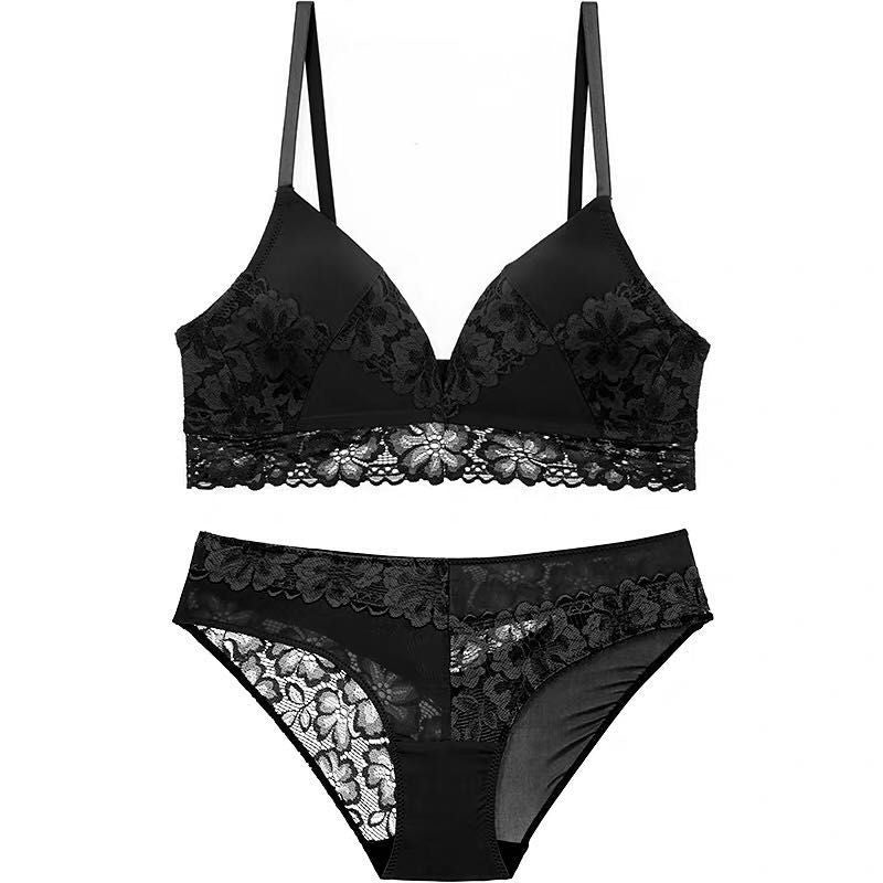 Sexy Wireless Comfortable Lace Embroidery Bra & Panty Sets [BRPY0010]
