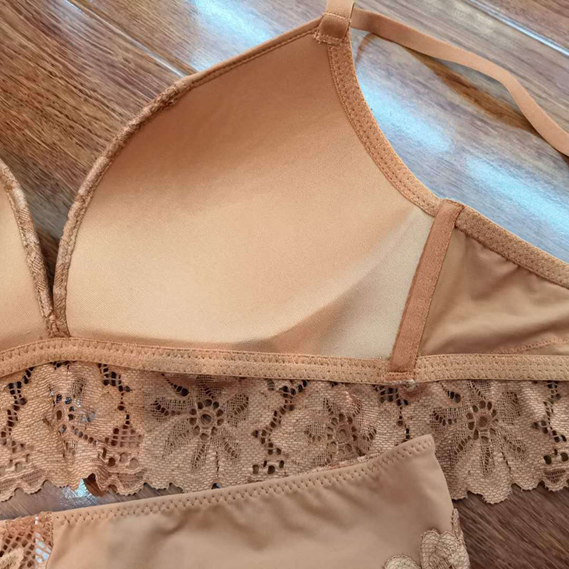 Sexy Wireless Comfortable Lace Embroidery Bra & Panty Sets [BRPY0010]