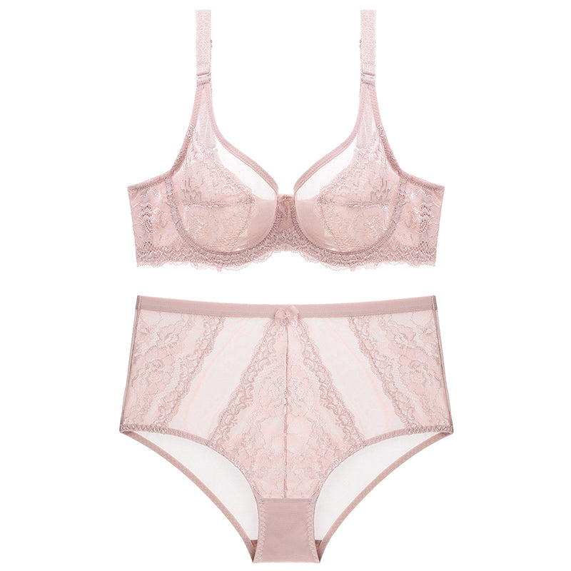 Elegant Underwire Comfortable Lace Embroidery Bra & Panty Sets [BRPY0013]