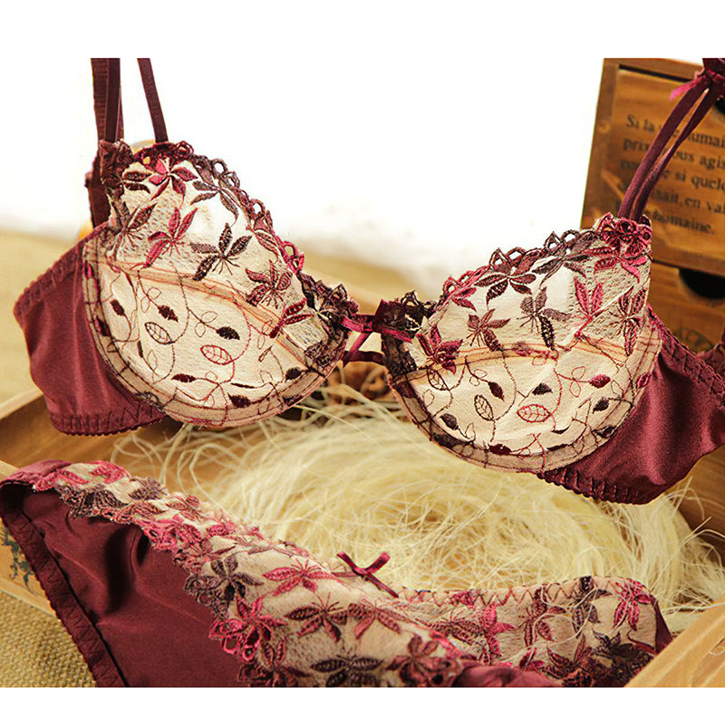 Sexy Underwire Push Up Lace Embroidery Bra & Panty Sets [BRPY0015]