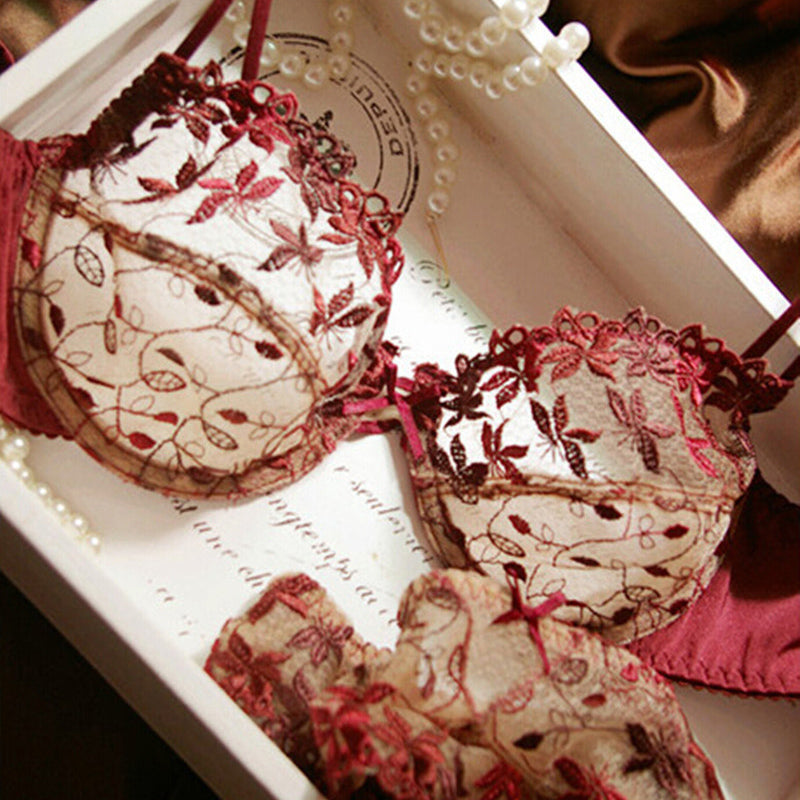 Sexy Underwire Push Up Lace Embroidery Bra & Panty Sets [BRPY0015]