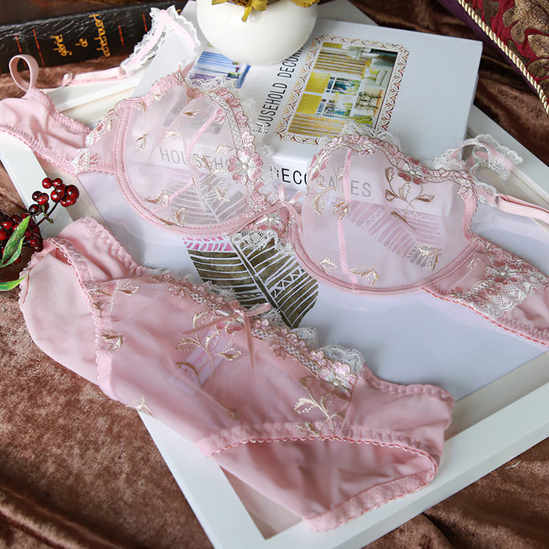 Sexy Underwire Comfortable Lace Sheer Bra & Panty Sets [BRPY0017]