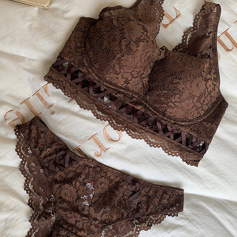 Elegant Underwire Push Up Lace Longline Bra & Panty Sets [BRPY0019]