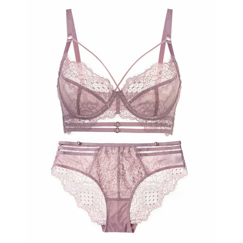 Sexy Underwire Minimizer Lace Sheer Bra & Panty Sets [BRPY0021]