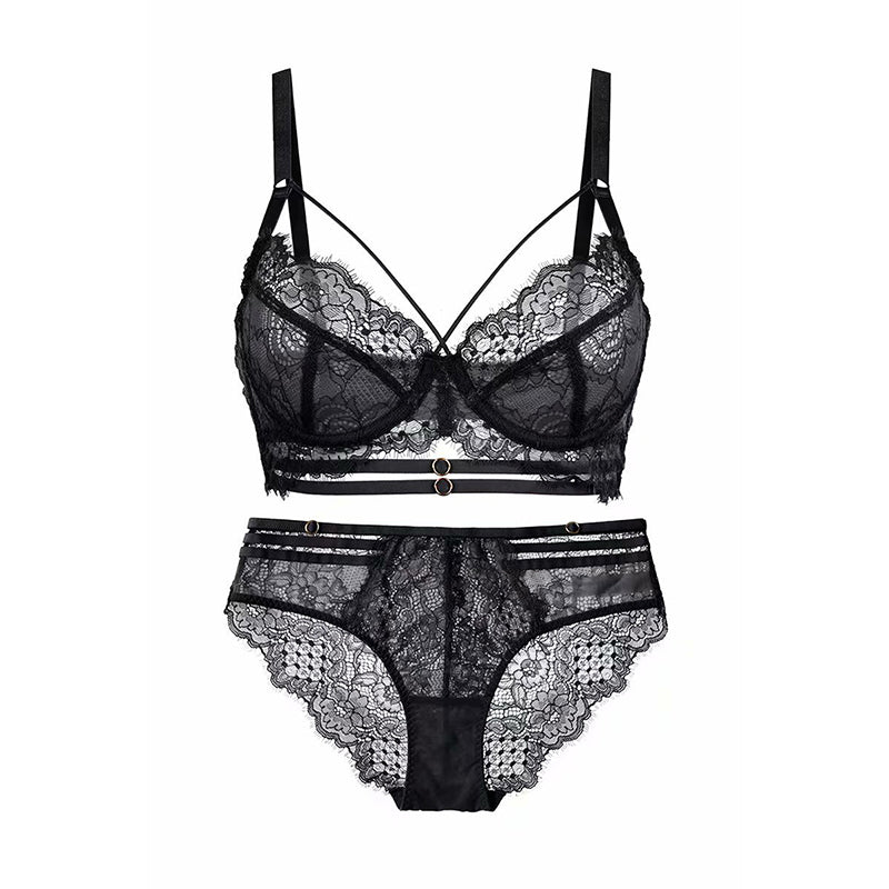 Sexy Underwire Minimizer Lace Sheer Bra & Panty Sets [BRPY0021]