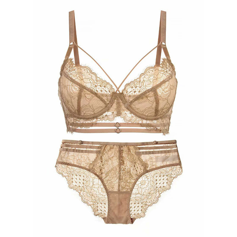 Sexy Underwire Minimizer Lace Sheer Bra & Panty Sets [BRPY0021]