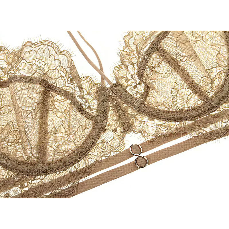 Sexy Underwire Minimizer Lace Sheer Bra & Panty Sets [BRPY0021]