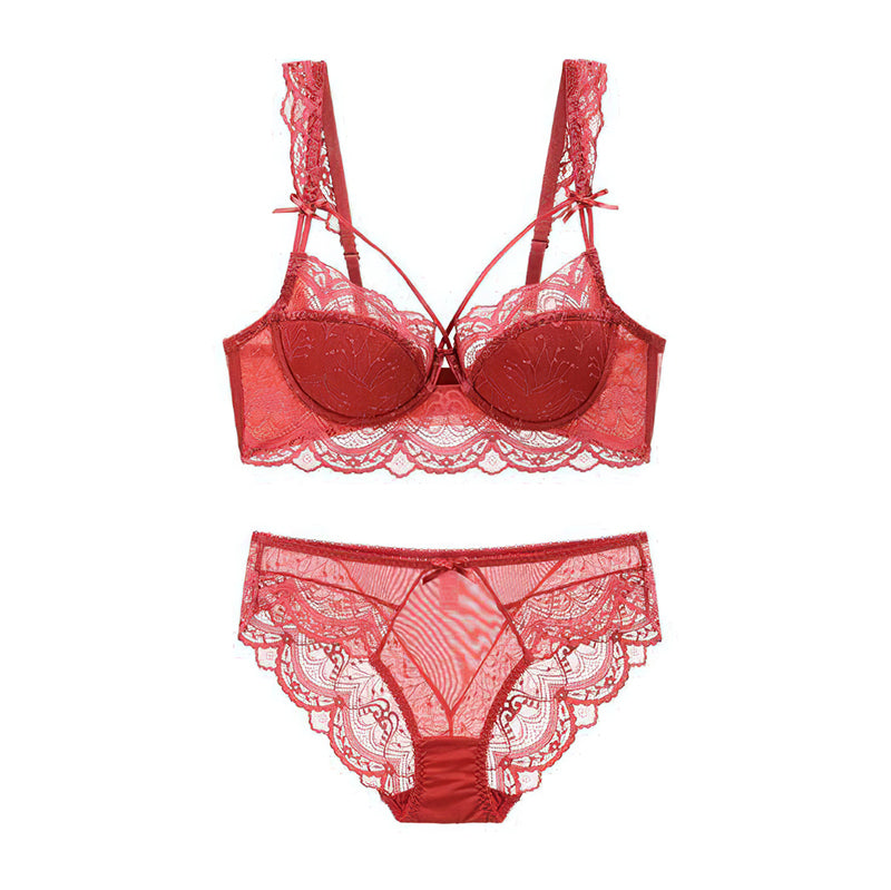 Sexy Underwire Minimizer Lace Falbala Bra & Panty Sets [BRPY0022]