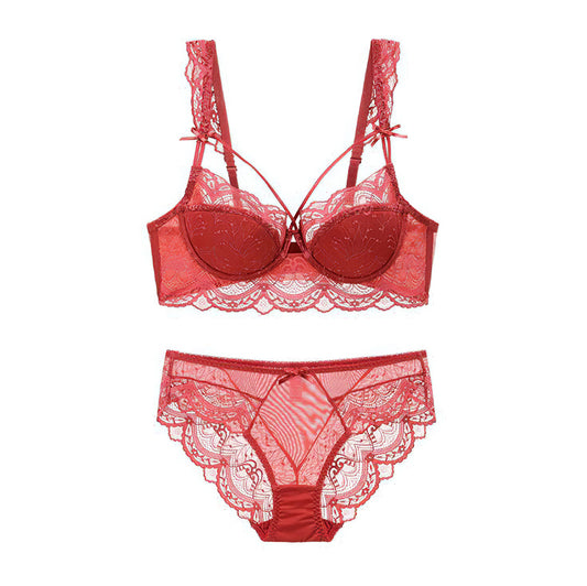 Sexy Underwire Minimizer Lace Falbala Bra & Panty Sets [BRPY0022]
