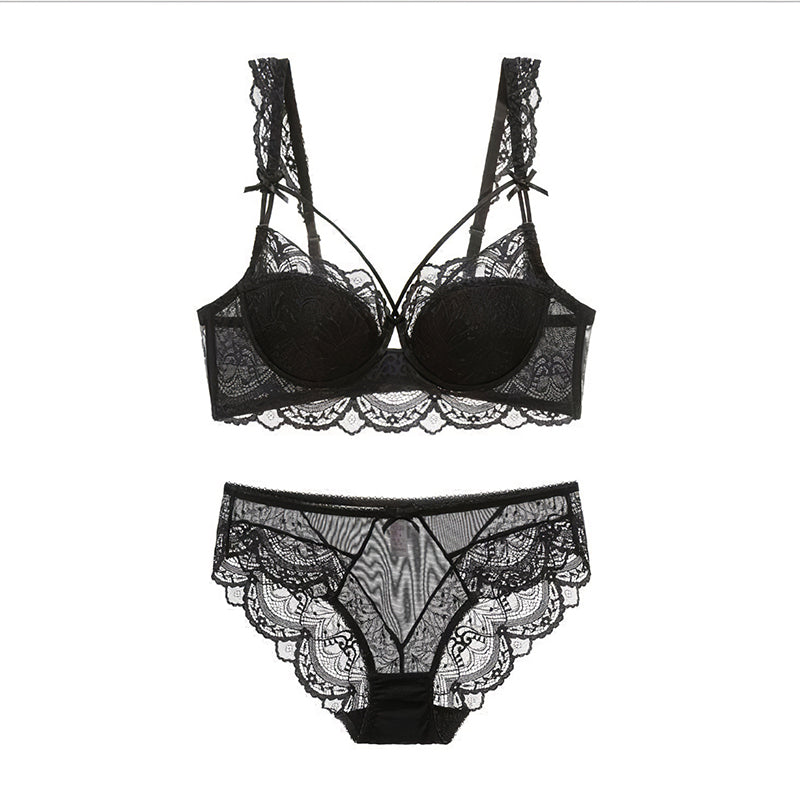 Sexy Underwire Minimizer Lace Falbala Bra & Panty Sets [BRPY0022]