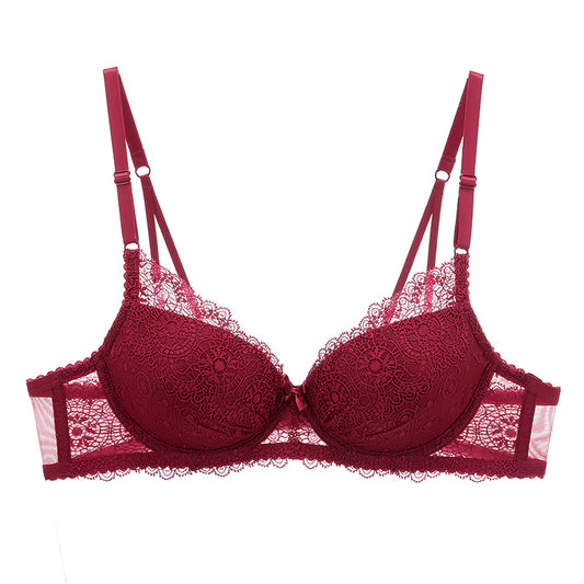 Sexy Underwire Gathered Lace Embroidery Bra & Panty Sets [BRPY0026]