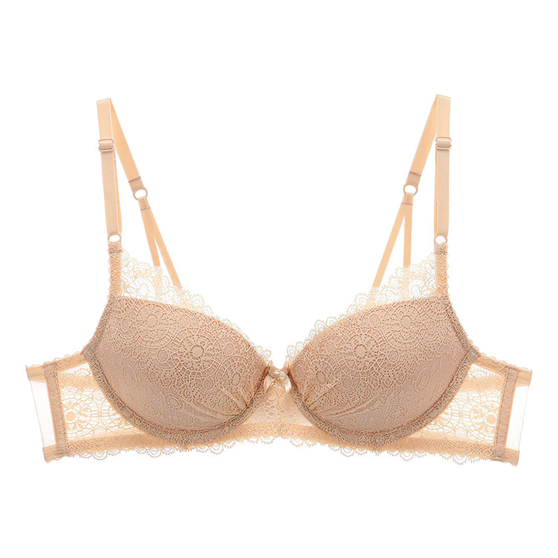 Sexy Underwire Gathered Lace Embroidery Bra & Panty Sets [BRPY0026]