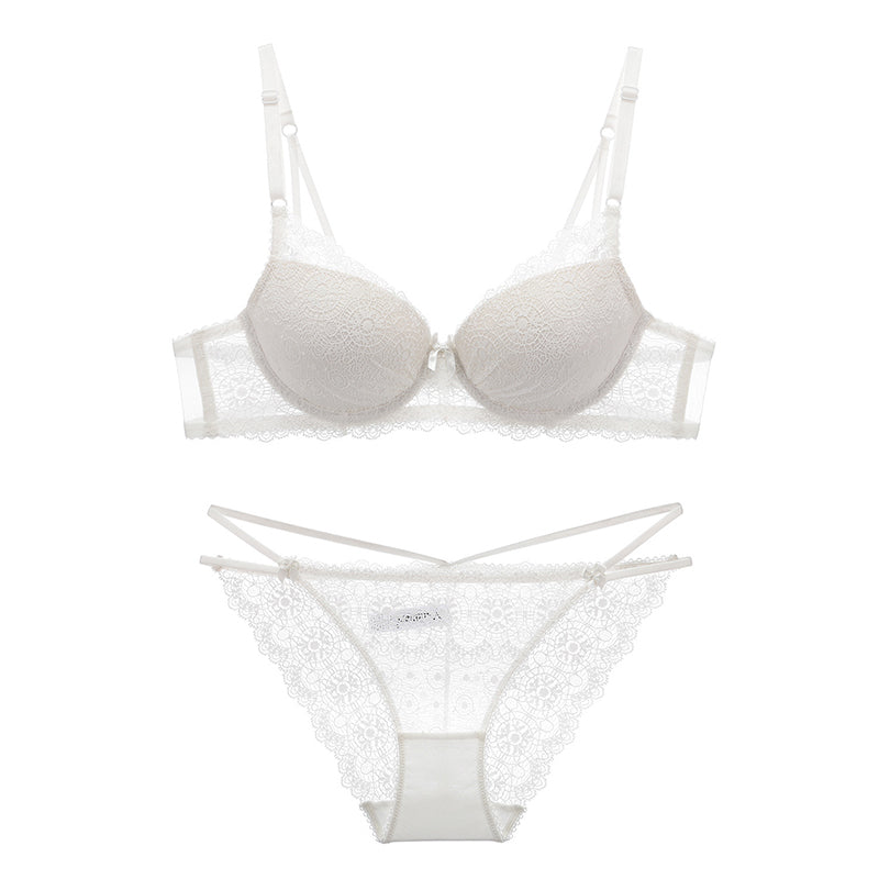 Sexy Underwire Gathered Lace Embroidery Bra & Panty Sets [BRPY0026]