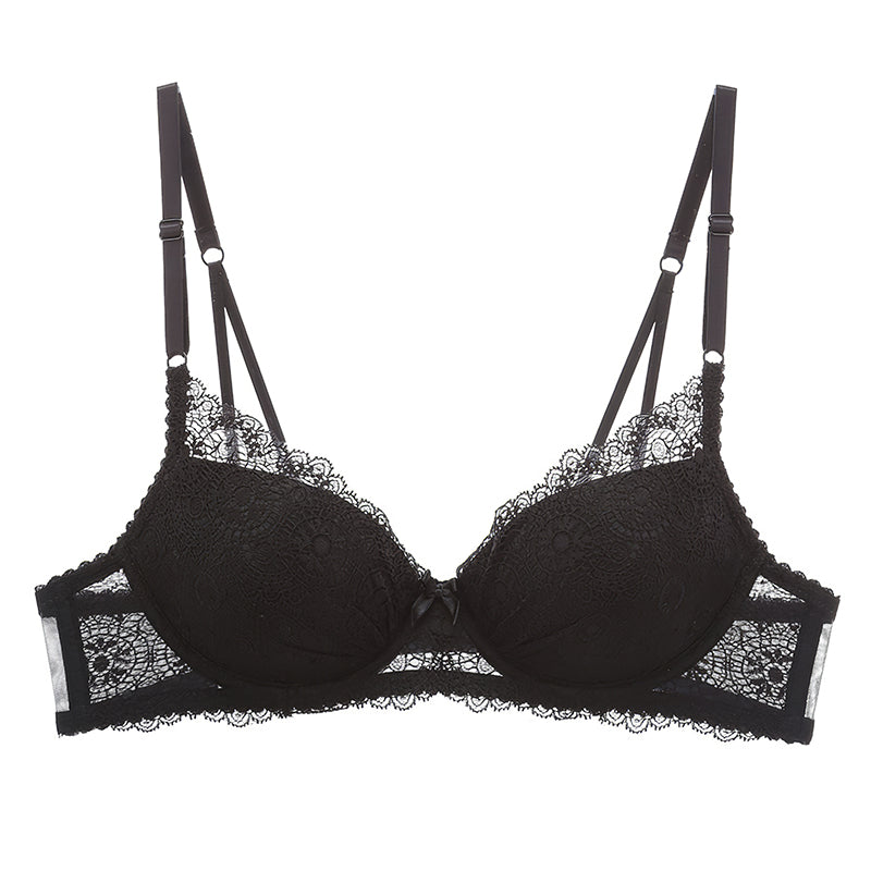 Sexy Underwire Gathered Lace Embroidery Bra & Panty Sets [BRPY0026]