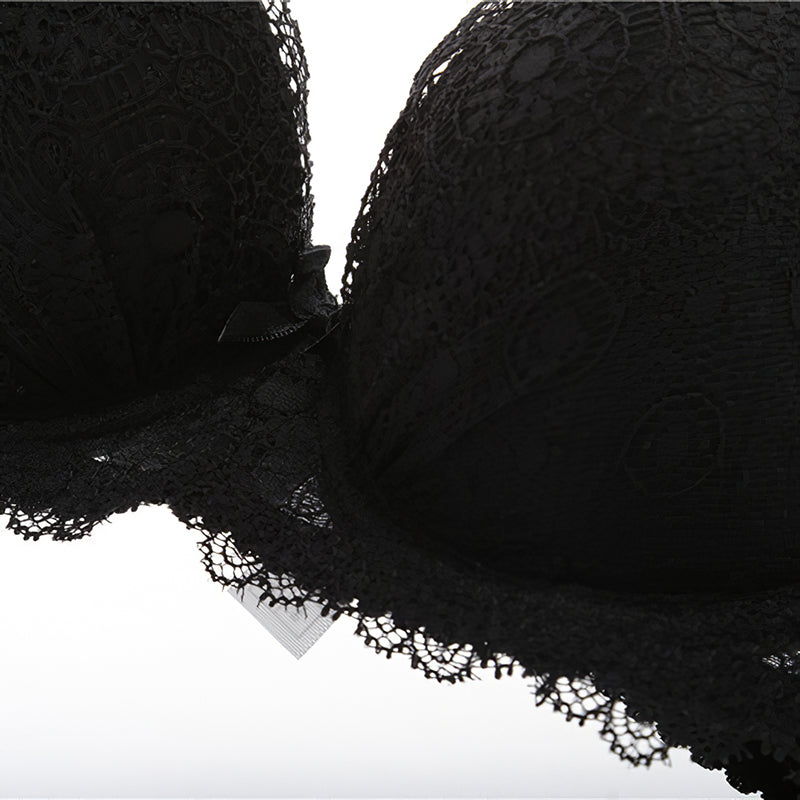 Sexy Underwire Gathered Lace Embroidery Bra & Panty Sets [BRPY0026]