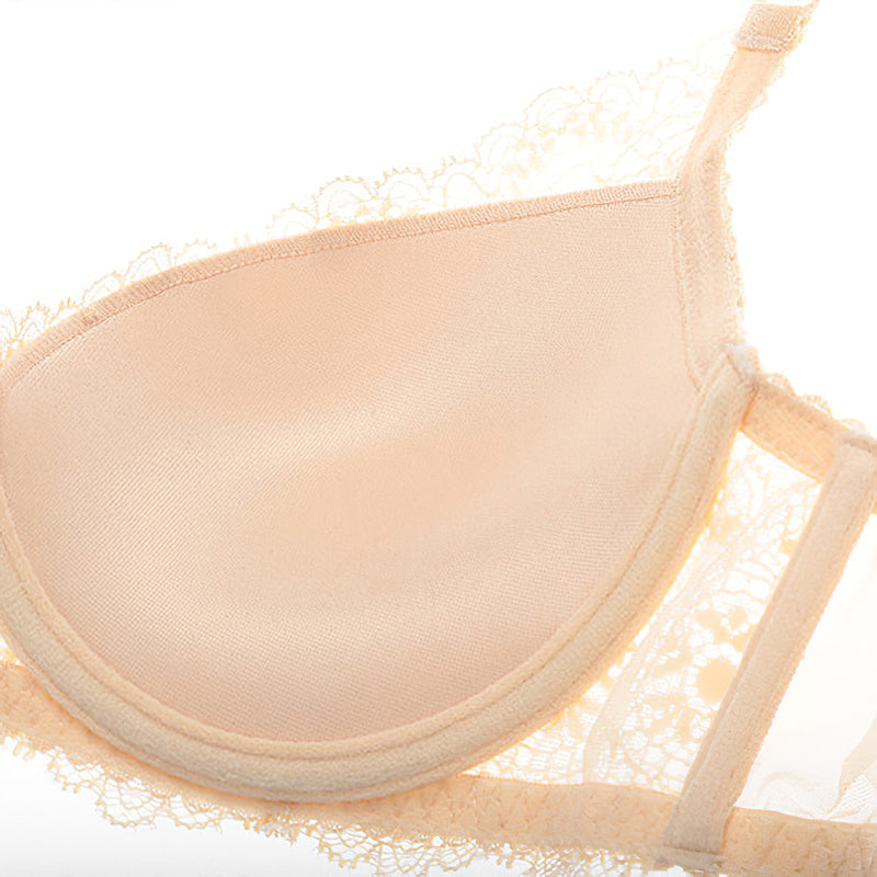 Sexy Underwire Gathered Lace Embroidery Bra & Panty Sets [BRPY0026]