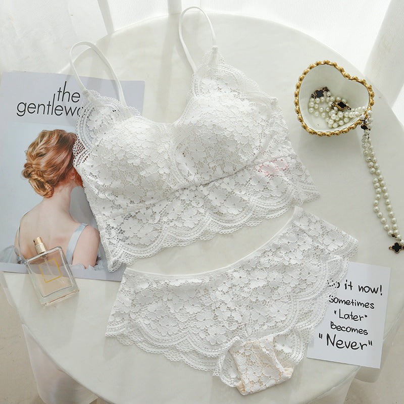 Elegant Wireless Minimizer Lace Embroidery Bra & Panty Sets [BRPY0029]