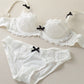 Sexy Underwire Gathered Lace Bow Bra & Panty Sets [BRPY0033]
