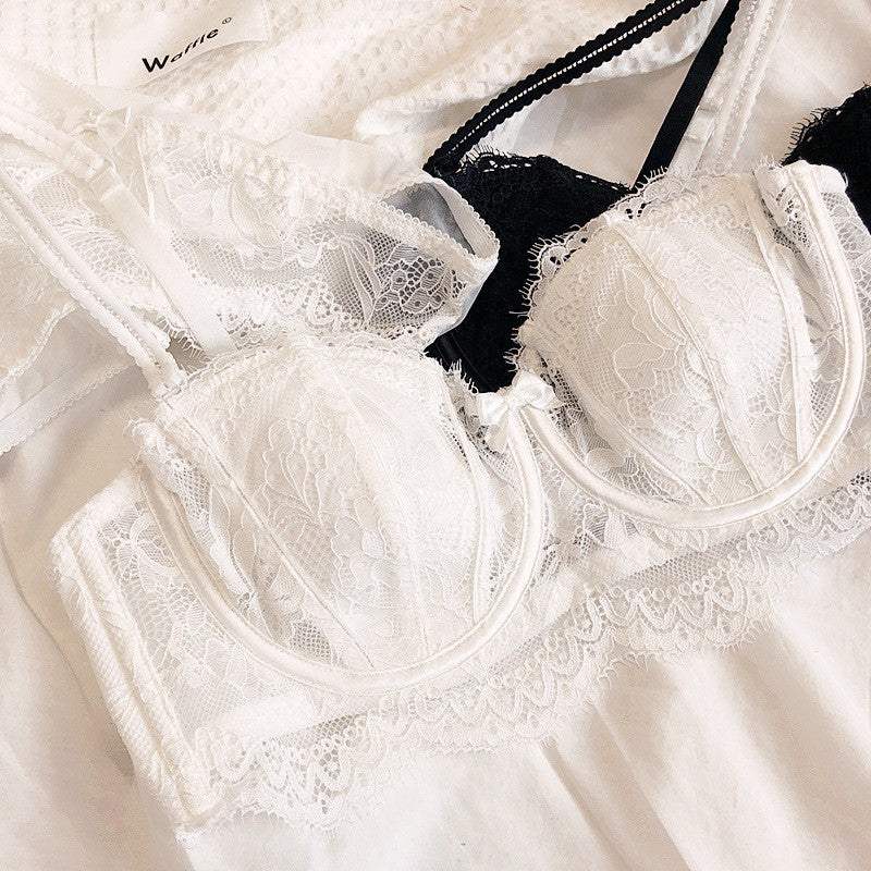 Sexy Soft Wire Breathable Push Up Lace Bow Bra & Panty Sets [BRPY0035]