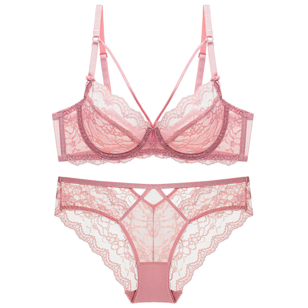 Sexy Underwire Breathable Lace Sheer Bra & Panty Sets [BRPY0036]