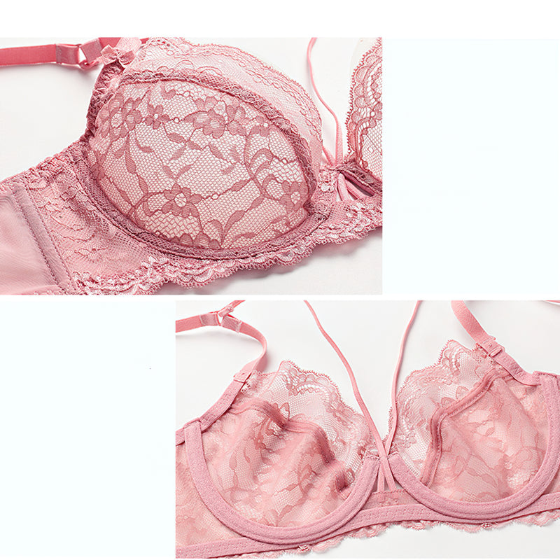 Sexy Underwire Breathable Lace Sheer Bra & Panty Sets [BRPY0036]
