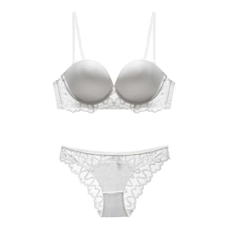 Sexy Soft Wire Seamless Gathered Lace Falbala Bra & Panty Sets [BRPY0037]