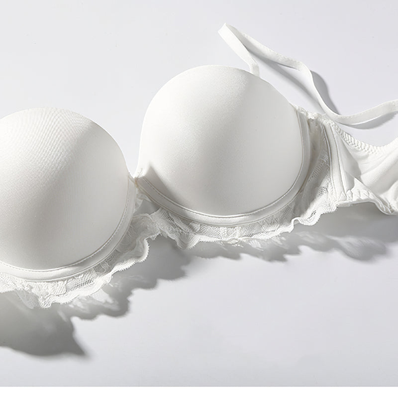 Sexy Soft Wire Seamless Gathered Lace Falbala Bra & Panty Sets [BRPY0037]