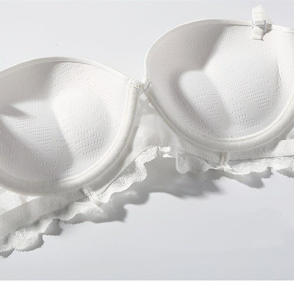 Sexy Soft Wire Seamless Gathered Lace Falbala Bra & Panty Sets [BRPY0037]