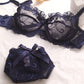 Sexy Underwire Gathered Lace Sheer Bow Bra & Panty Sets [BRPY0039]