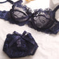 Sexy Underwire Gathered Lace Sheer Bow Bra & Panty Sets [BRPY0039C]