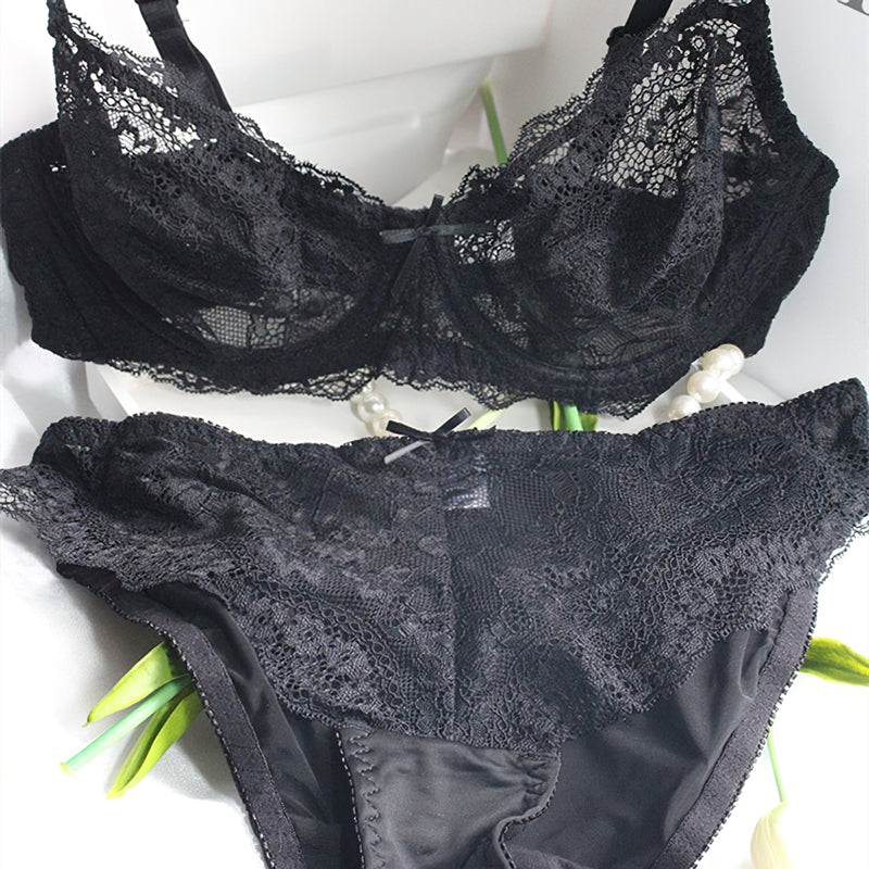 Sexy Underwire Breathable Lace Embroidery Bra & Panty Sets [BRPY0041]