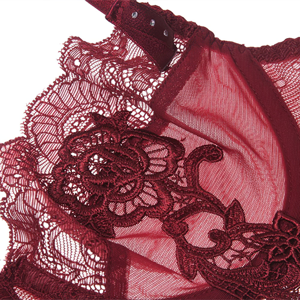 Sexy Underwire Breathable Lace Embroidery Sheer Bra & Panty Sets [BRPY0043]