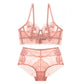 Sexy Underwire Breathable Lace Embroidery Sheer Bra & Panty Sets [BRPY0043]
