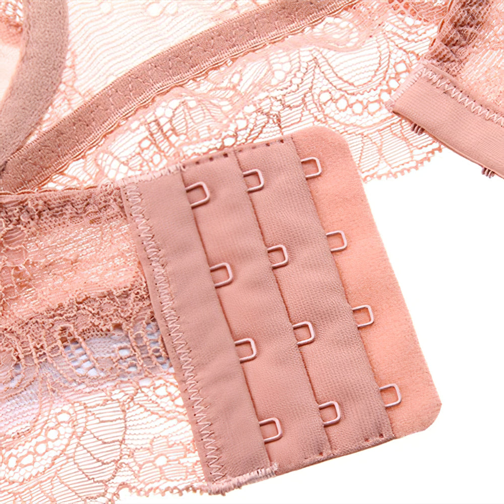 Sexy Underwire Breathable Lace Embroidery Sheer Bra & Panty Sets [BRPY0043]