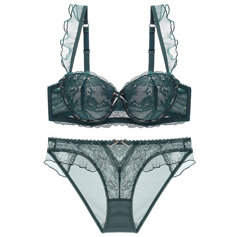 Sexy Underwire Gathered Lace Falbala Bra & Panty Sets [BRPY0044]