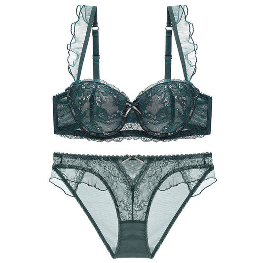 Sexy Underwire Gathered Lace Falbala Bra & Panty Sets [BRPY0044]
