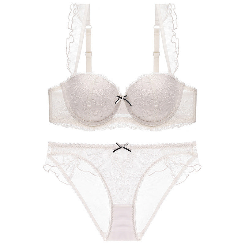 Sexy Underwire Gathered Lace Falbala Bra & Panty Sets [BRPY0044]