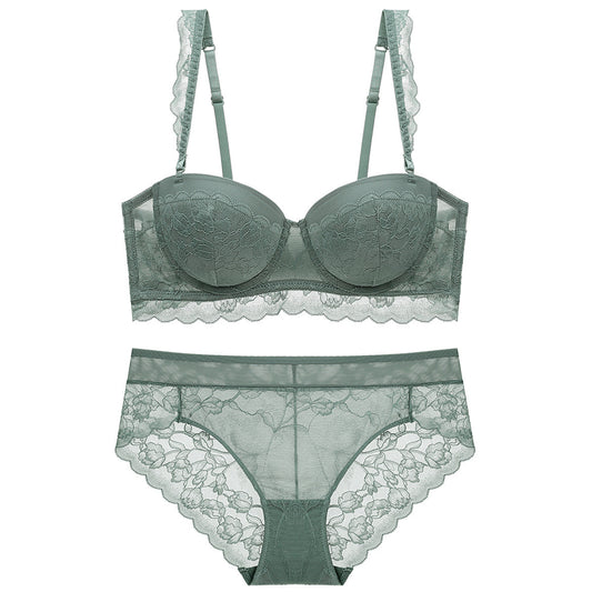 Sexy Underwire Gathered Lace Falbala Bra & Panty Sets [BRPY0045]