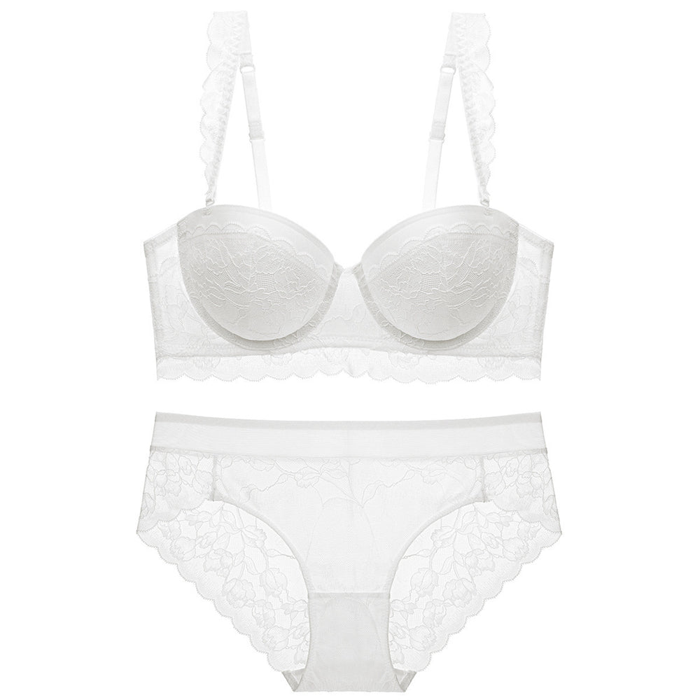 Sexy Underwire Gathered Lace Falbala Bra & Panty Sets [BRPY0045]