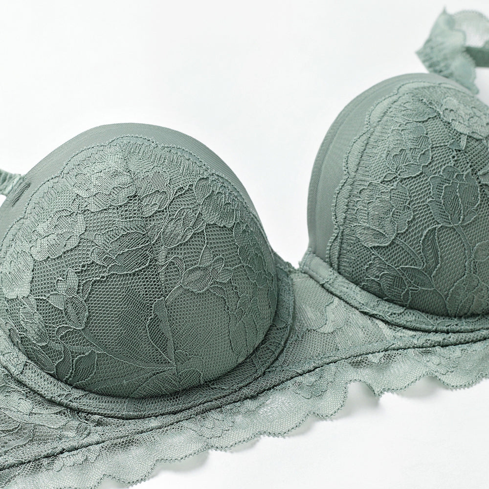 Sexy Underwire Gathered Lace Falbala Bra & Panty Sets [BRPY0045]