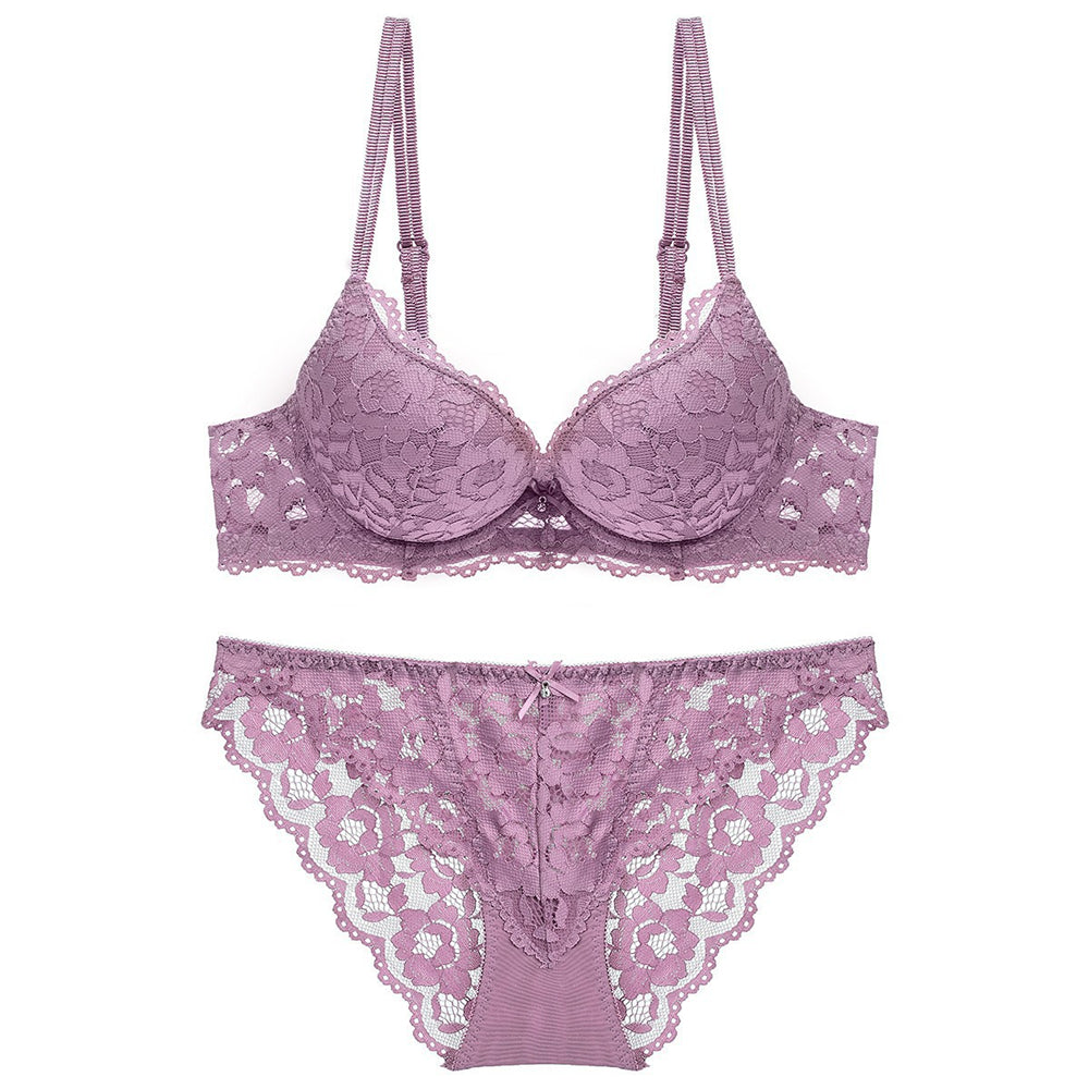 Sexy Underwire Gathered Lace Falbala Bra & Panty Sets [BRPY0046]