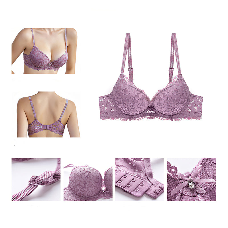Sexy Underwire Gathered Lace Falbala Bra & Panty Sets [BRPY0046]