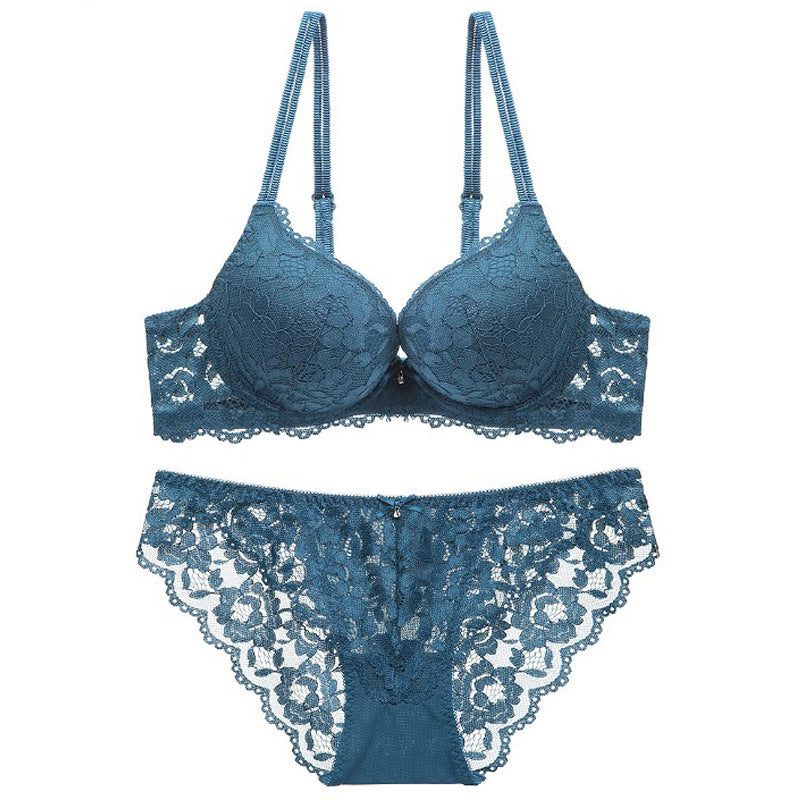 Sexy Underwire Gathered Lace Falbala Bra & Panty Sets [BRPY0046]