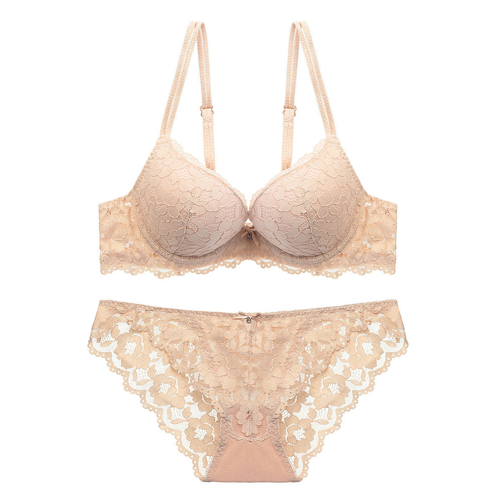 Sexy Underwire Gathered Lace Falbala Bra & Panty Sets [BRPY0046]