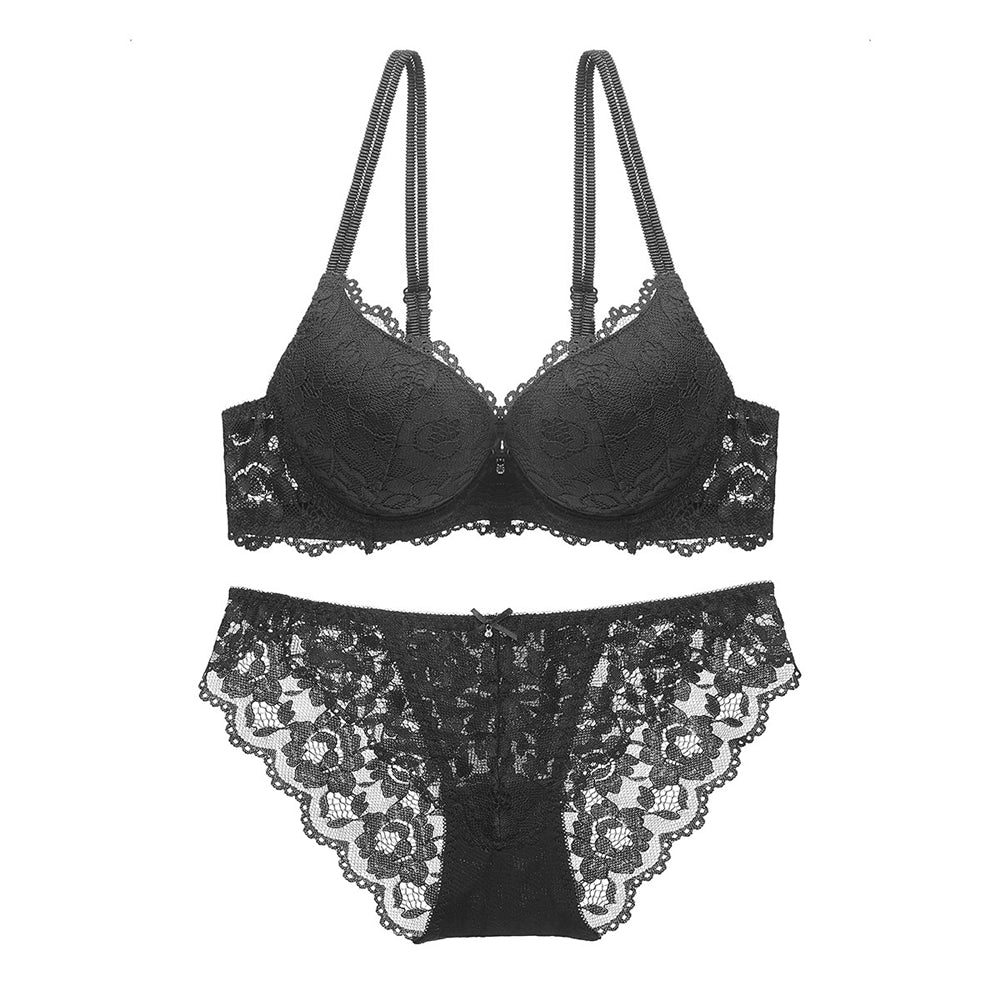 Sexy Underwire Gathered Lace Falbala Bra & Panty Sets [BRPY0046]