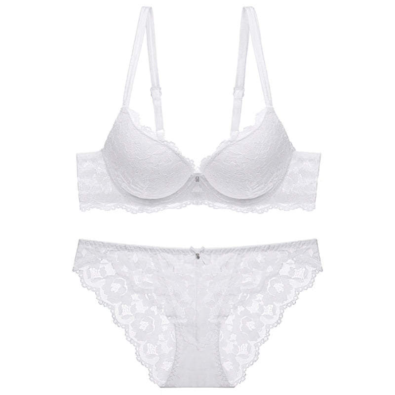 Sexy Underwire Gathered Lace Falbala Bra & Panty Sets [BRPY0046]